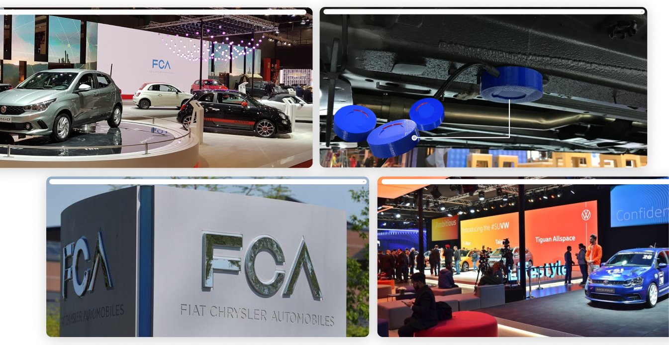 Automóviles exhibidos en un stand en un evento de FCA